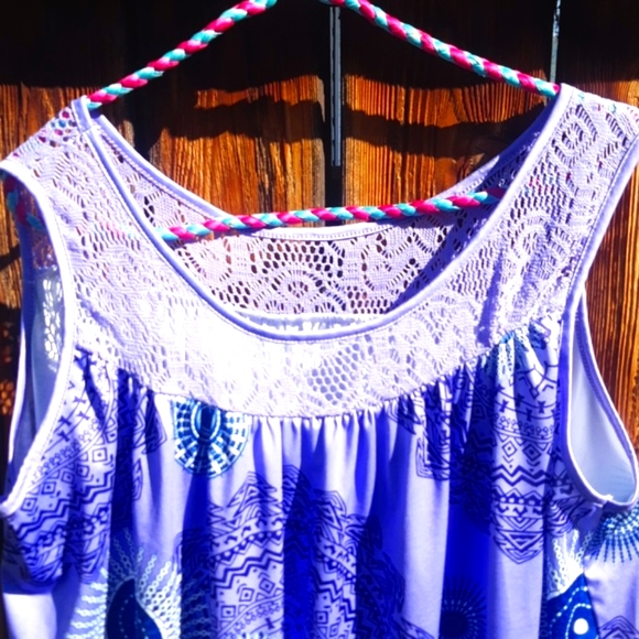 Purple Geo. Lace Beach cover up - Picture 5 of 7